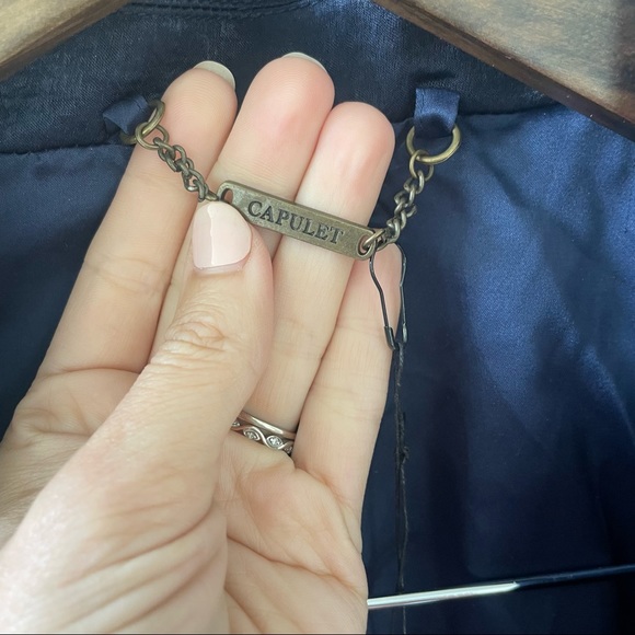 Anthropologie Capulet Navy Blue Notch Collar Satin Boyfriend Blazer NWT - Picture 9 of 13